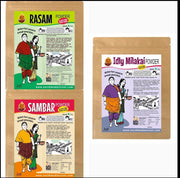 Kitchen Essential Combo Pack - Sambar, Rasam & Idly Milagai Modi (Chutney Podi) - 250 Gms each