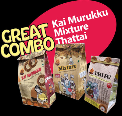 Tirunelveli Kai Murukku, Mixture & Thattai Combo Pack - 250g Each